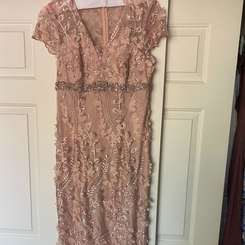 Rose/ Blush Applique Long Mother of Bride Gown, 8